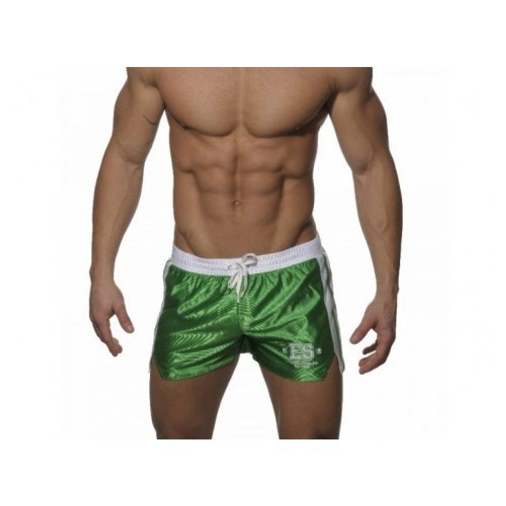 Мужские спортивные шорты зеленые с белым поясом ES Collection SHORTS GREEN - WHITE