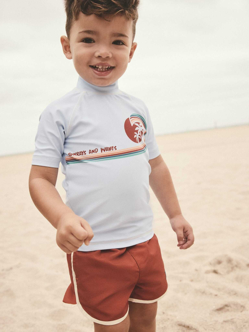 Рашгард и шорты в комплекте для мальчика Next E91-831, Белый, Кирпичный