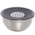 Миска из нержавеющей стали на силиконовом основании 3,6л 26см с 3-мя насадками-терками