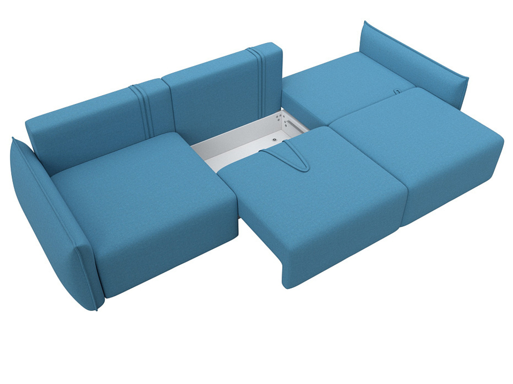 Диван прямой Лига-051 НПБ Лонг РОГОЖКА Амур 10 голубой