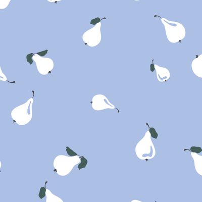 Белые груши на голубом фоне