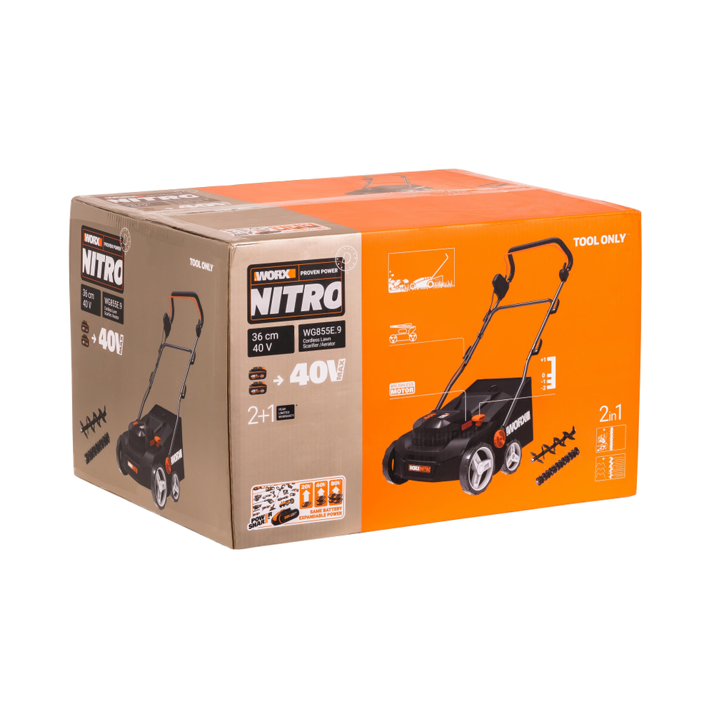 Скарификатор-аэратор аккумуляторный бесщёточный WORX WG855E.9 40В без АКБ и ЗУ