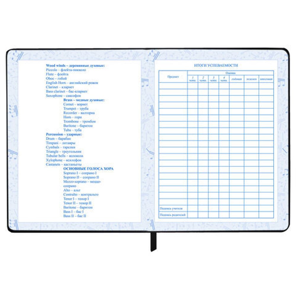 Дневник для музыкальной школы 170х215 мм, 48 л., обложка кожзам твердая, фольга, BRAUBERG, справочный материал, МУЗЫКАНТЫ, 107366