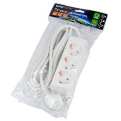S-GCU3-3 WHITE Удлинитель серии Ultra. шнур 3м.. 3 гнезда. 16A. с-з. Белый. TM Uniel