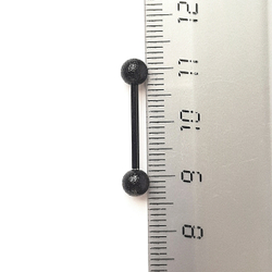 Штанга 16 мм для пирсинга языка "Черный снежок". Медицинская сталь, титановое анодирование