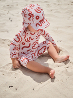 Костюм плавательный слитный и кепка в комплекте для мальчика Next E91-828, Красный, Светло-серый