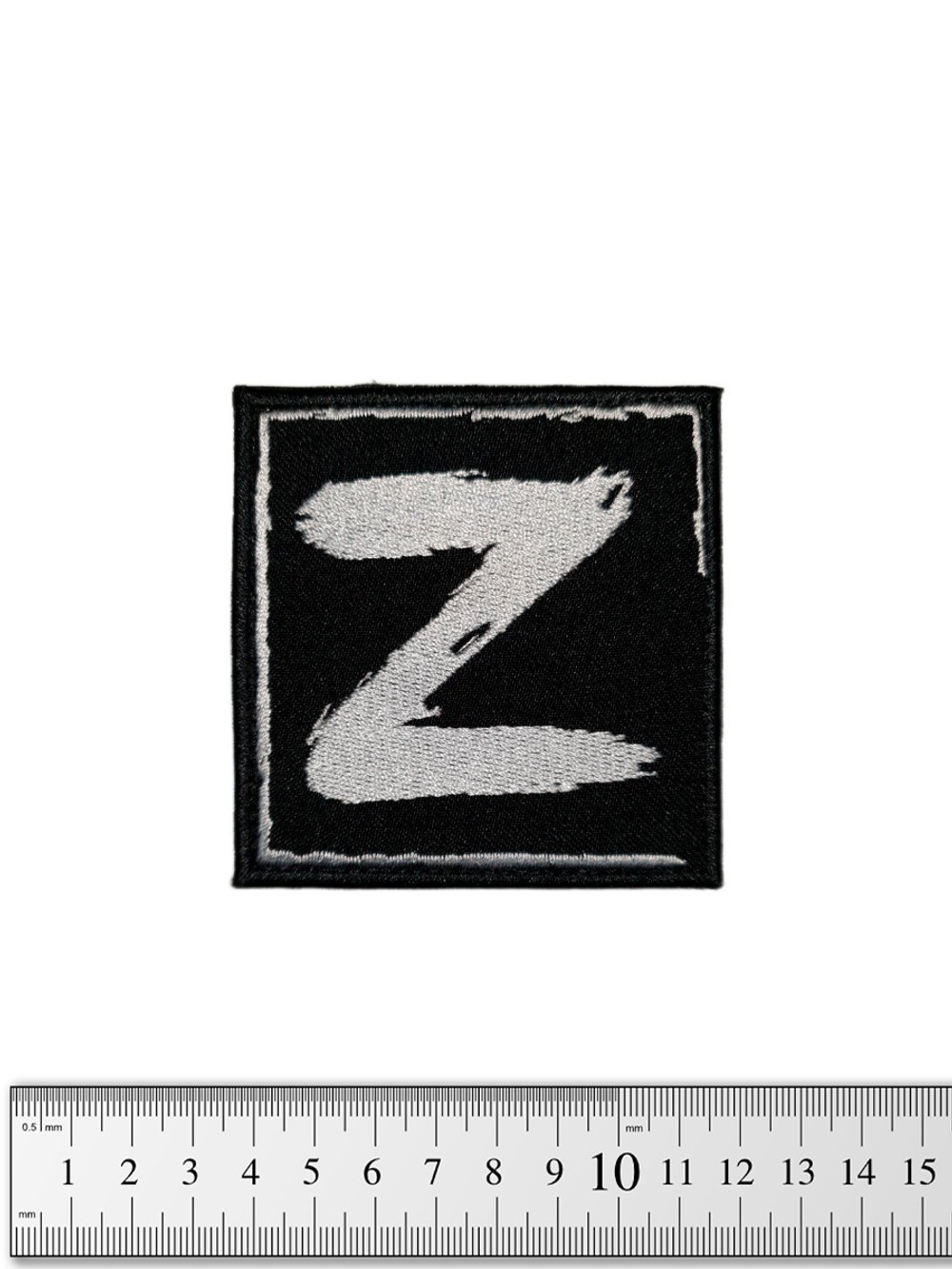 Шеврон Z вышивка 8х8 см. Чёрный с белым