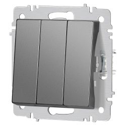 Выключатель Intro Accent 6-106-07 тройной, 10А-250В, IP20, СУ, AL/CU, графит | Intro