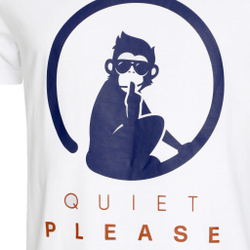 Мужское теннисное поло Quiet Please Retro Logo T-Shirt Men - White, Dark Blue