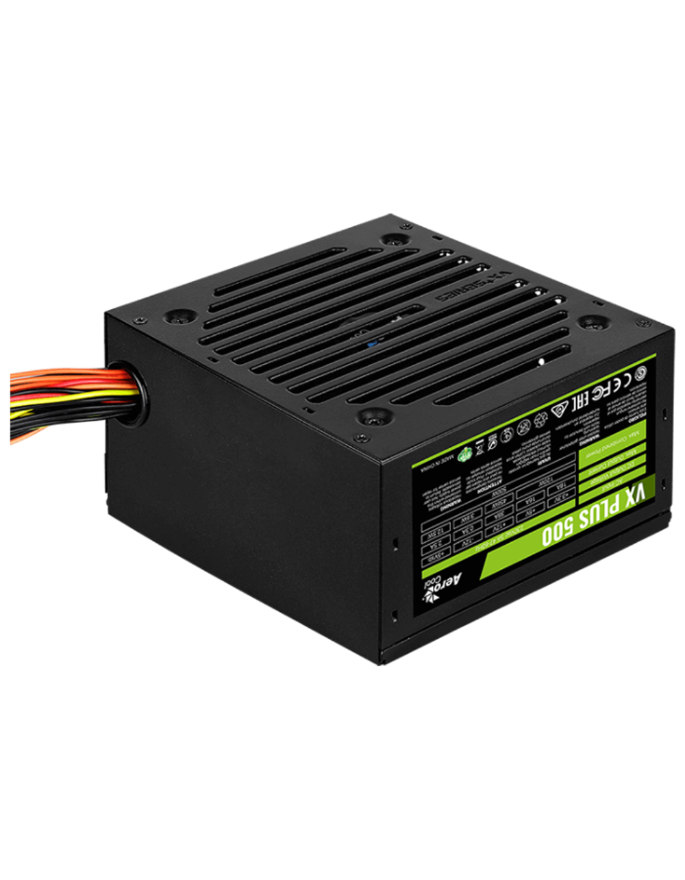 Aerocool 500W Retail VX PLUS 500 ATX v2.3 Haswell, fan 12cm, 500mm cable, power cord, 20+4P, 4+4P, PCIe 6+2P x1, PATA x3, SATA x3, FDD