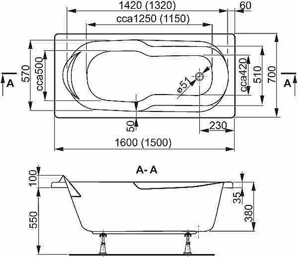 Ванна акриловая Vagnerplast Nymfa 150x70