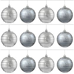 GAEM Набор из 12шт, Украшение новогоднее Шар "Спираль серебристая", D10 см, L44 W33 H11 см