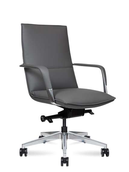 Кресло офисное Норден / Паркер LB / Parker LB / серая экокожа / алюминиевая база