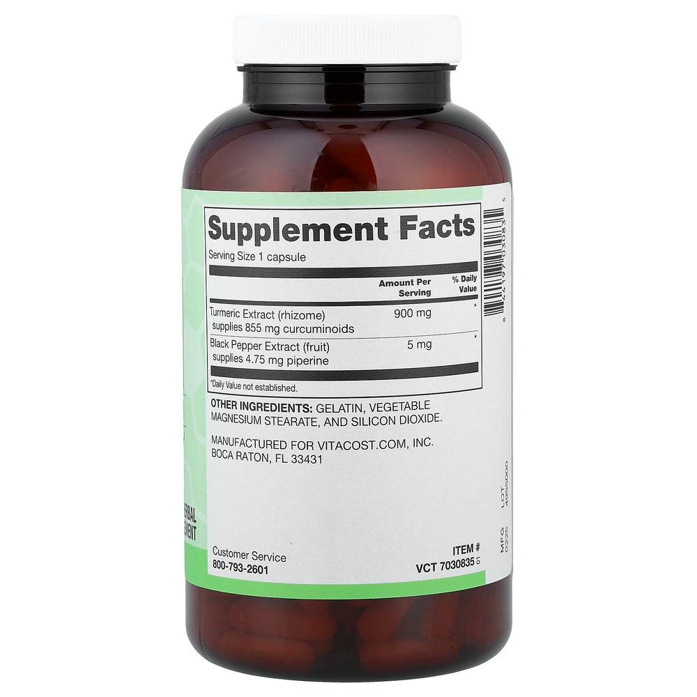 Vitacost, Synergy®, экстракт куркумы с BioPerine®, 240 капсул