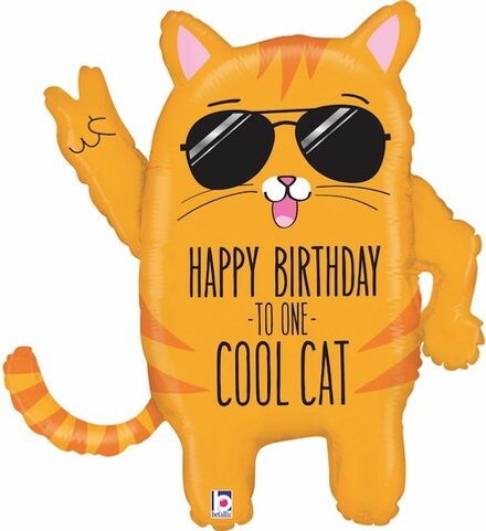 Шар Фигура Крутой Кот с надписью