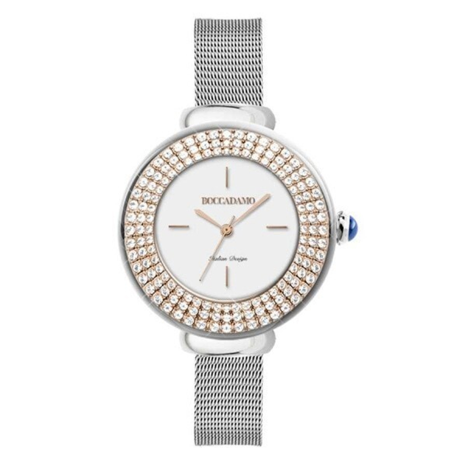 Часы Boccadamo Dome Silver White DM004 BW/S с минеральным стеклом, кристаллами Swarovski