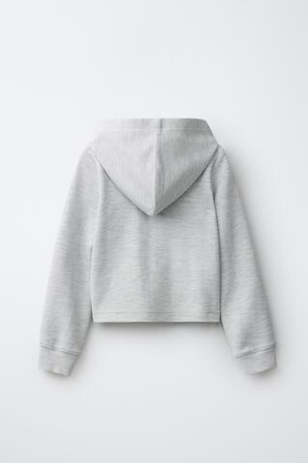 ZARA ХУДИ С КАПЮШОНОМ WAFFLE GYM, СЕРЫЙ МЕЛАНЖ