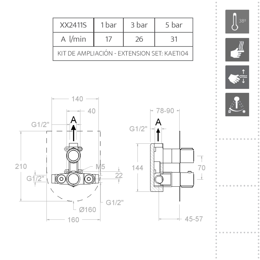 Встраиваемый термостатический смеситель для душа на 1 выход URBAN CHIC 212411S