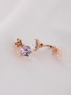 Клипсы Миражи с сиреневыми кристаллами Swarovski