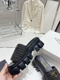 Prada Crochet Platform Slides