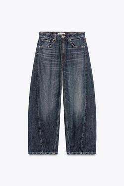 ZARA ДЖИНСЫ TRF BAGGY BALLOON СО СРЕДНЕЙ ПОСАДКОЙ, МОРСКОЙ СИНИЙ