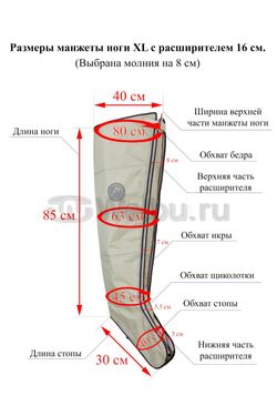 Аппарат для лимфодренажа и массажа WelbuTech Seven Liner Zam-200S, стандартный комплект, размер L