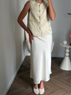 Юбка атласная миди молочный