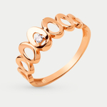 Кольцо женское из красного золота 585 пробы с фианитами (арт. 024591-1102)