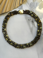 Колье из бисера "Змейка" ручной работы с камнем Гранат (гроссуляр)