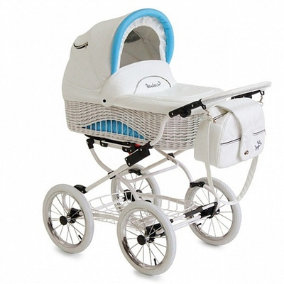 Коляска-люлька для новорожденного Reindeer Prestige Wiklina (белый/синий)