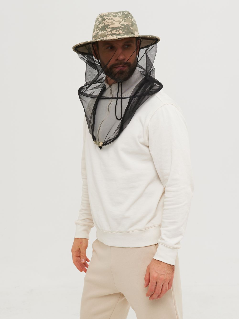 Панама-накомарник с кольцом Антигнус ткань Смесовая цвет Светлый пиксель (128/2)