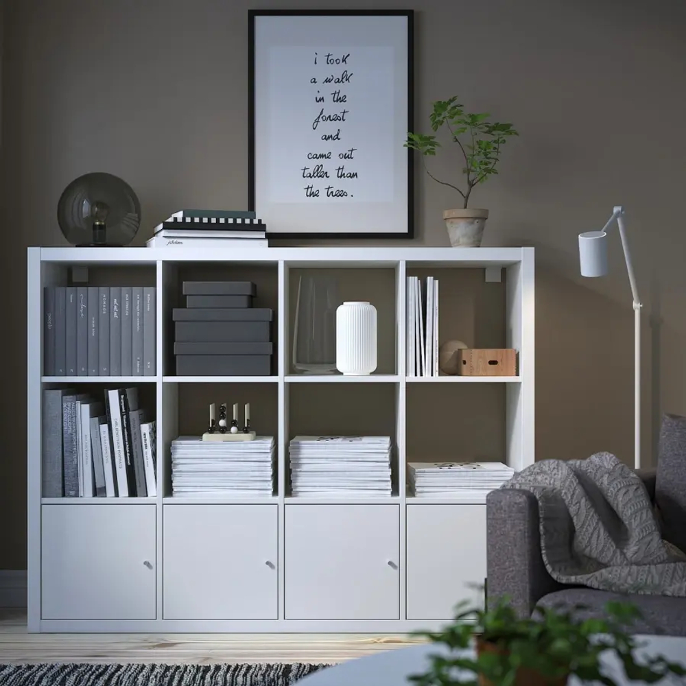 Стеллаж 12 ячеек с дверцами - IKEA KALLAX, 147х112 см, белый, КАЛЛАКС ИКЕА