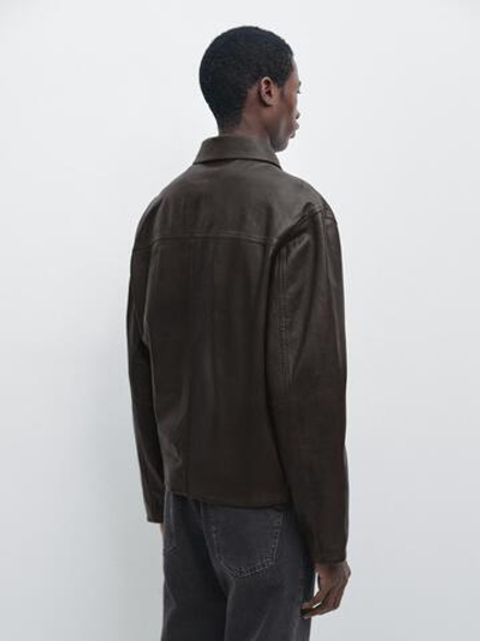 Massimo Dutti Кожаная куртка наппа, коричневый