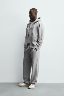 ZARA БРЮКИ-ДЖОГГЕРЫ СТАНДАРТНОЙ ПОСАДКИ, СЕРЫЙ МЕЛАНЖ