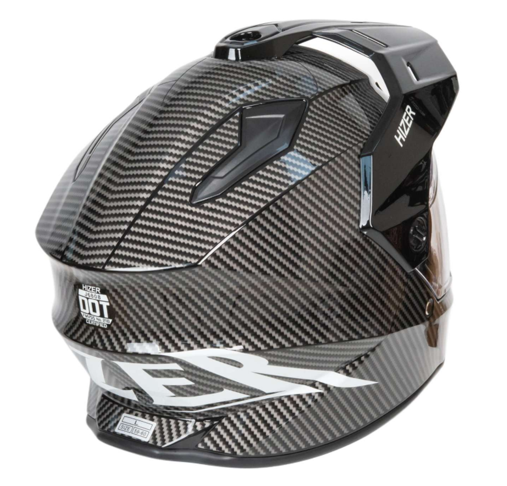 Шлем мото мотард HIZER J6808 №4 (L) carbon (2 визора)