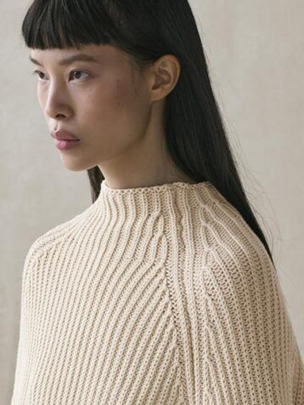 Massimo Dutti Трикотажная накидка с разрезами, дымчатый