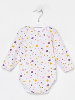 Боди детский, цвет белый/сиреневый, рост 62 см