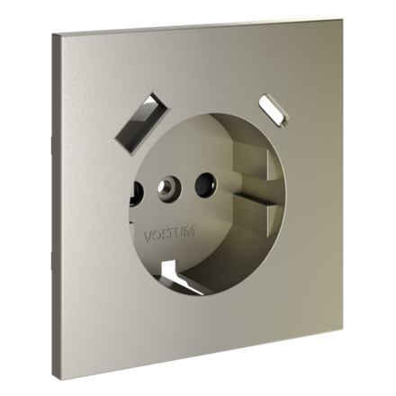 Накладка для розетки с заземлением и защитными шторками, с USB A+C, S70 (шелк)