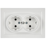 Розетка 2-м СП BRITE РС12-3-БрБ 16А в сборе с заземл. без защ. шторок бел. IEK BR-R21-16-K01-F