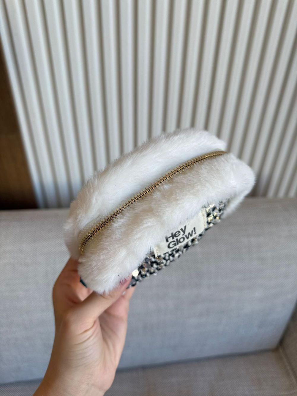 HEY GLOW Серый твид с блесками (мини)