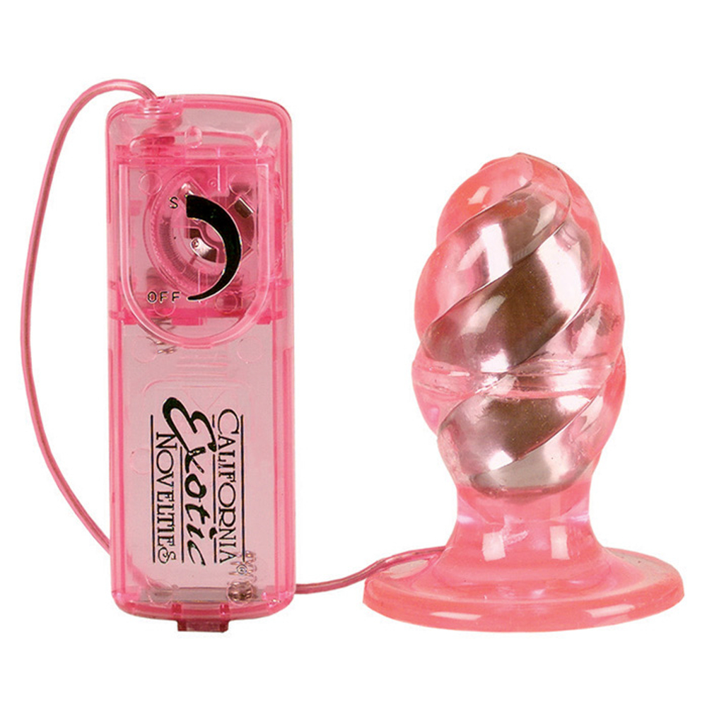 Розовая анальная пробка с вибрацией - 9 см. (Цвет: розовый)