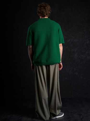 Зеленая трикотажная рубашка Laine с коротким рукавом