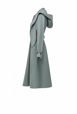 Фисташковый плащ с отстегивающимся капюшоном