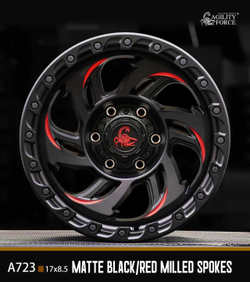 Диск колёсный литой AGILITY FORCE А723 R18 8.5 ET0 Matte Black / Red Milled Spokes
