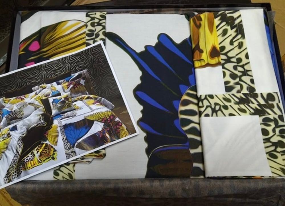 Постельное белье 2 спальное евро  Roberto Cavalli Papillon White фото