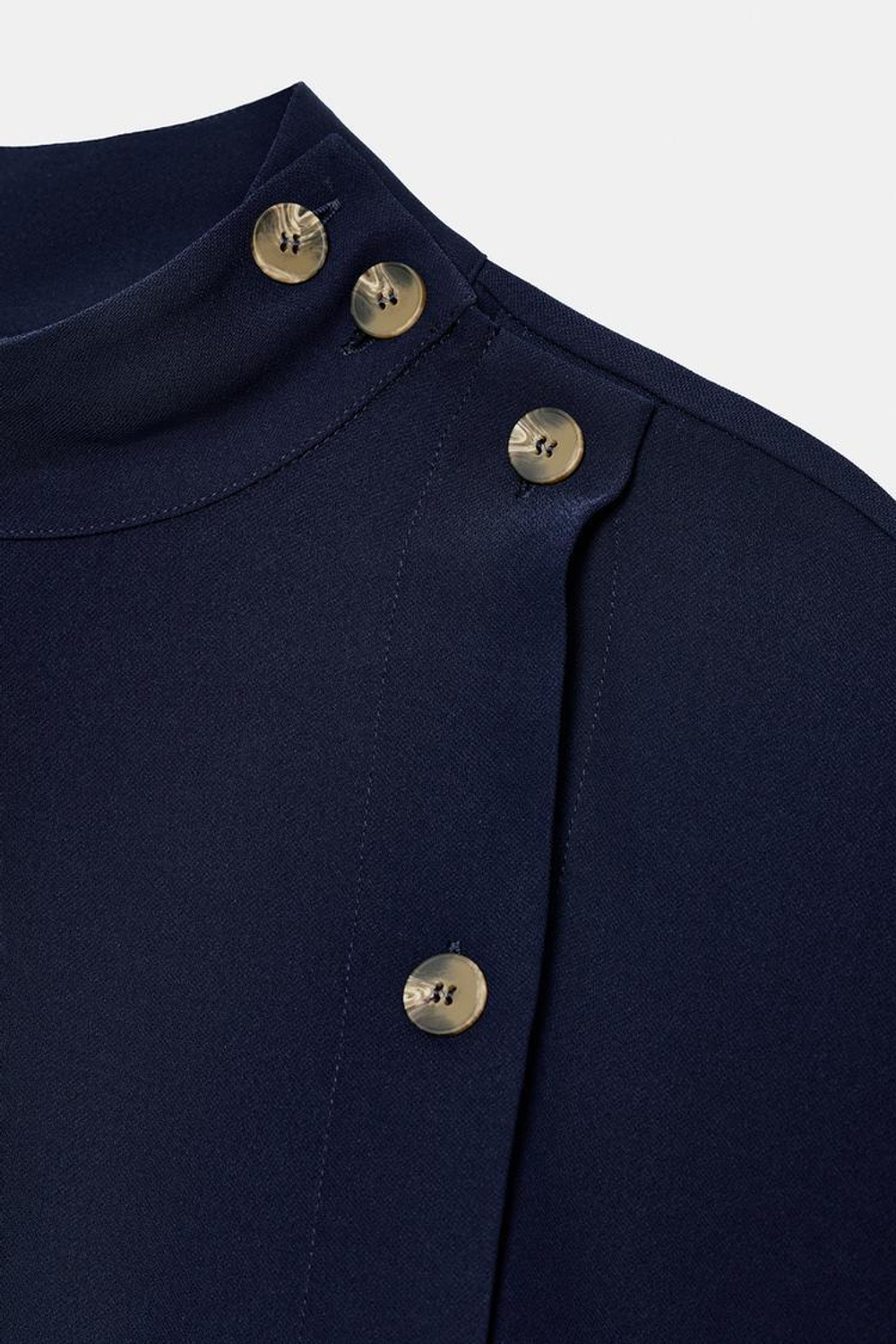 ZARA РУБАШКА С КОНТРАСТНЫМИ ПУГОВИЦАМИ, МОРСКОЙ СИНИЙ