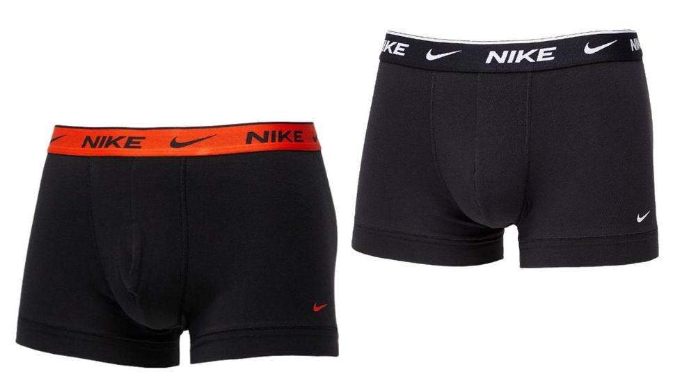 Мужские спортивные боксеры Nike Everyday Cotton Stretch Trunk 2P - black/team orange wb