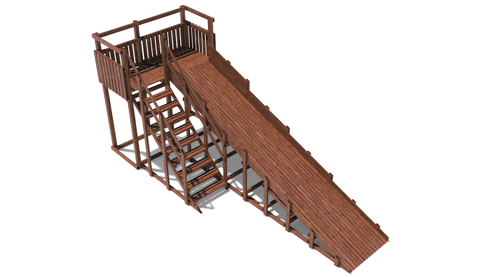 Зимняя деревянная горка W-7 (длина ската 6 м)