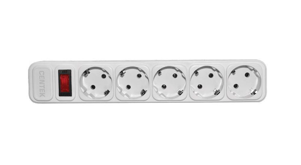 Сетевой фильтр Centek СТ-8900-5-4,5 White (белый) 5 розеток, 4,5 м, ДВОЙНАЯ ЗАЩИТА, макс до 2200 Вт