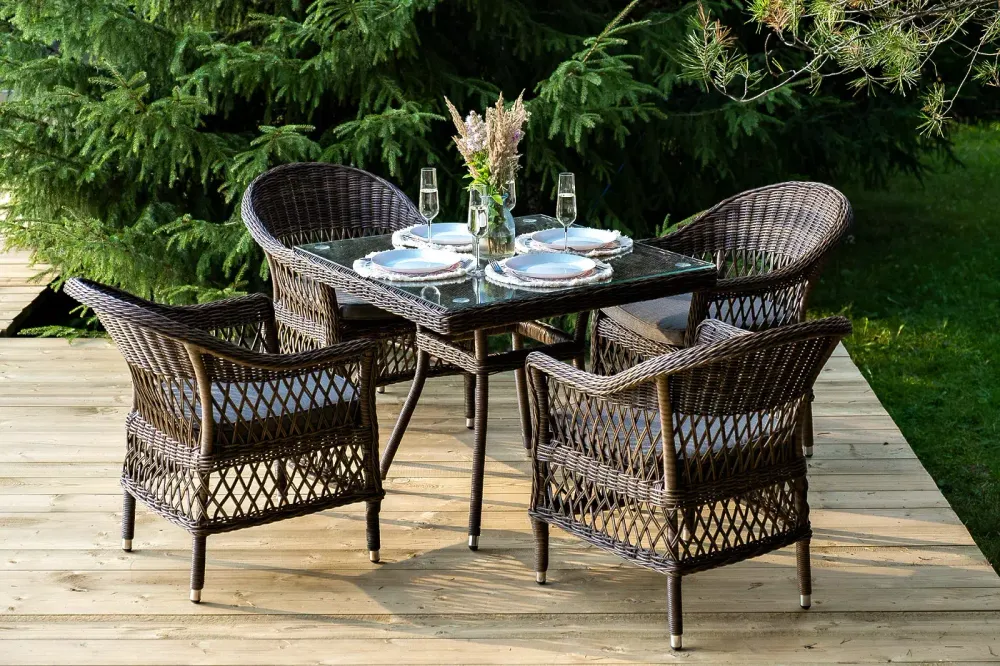 "Сицилия" обеденная группа плетеная, цвет коричневый